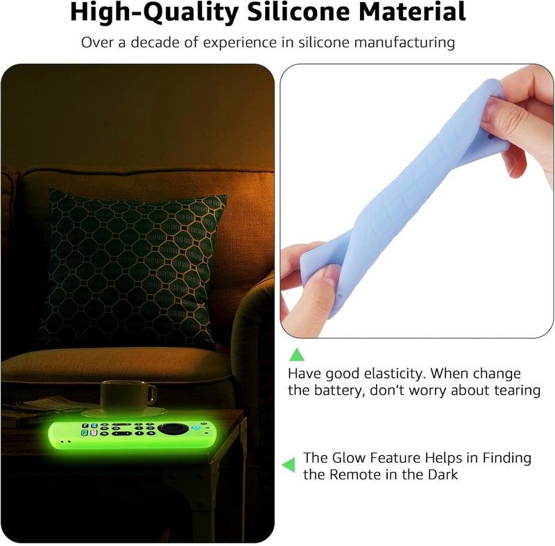 OneBom (2Pcs) Silicone Remote Cover Glow in The Dark for Firetv 4K Max (2nd)/Insignia/Pioneer/Omni (QLED) Series with Lanyard, Lightweight Anti-Slip Shockproof(Glow Green&Glow Blue) - Image 5